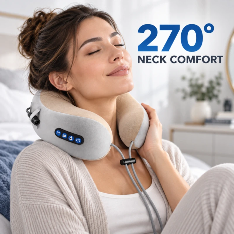 270 degree wrap-around neck comfort from the U-shaped massage pillow