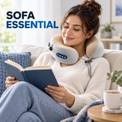 U-shaped neck massage pillow used on the sofa