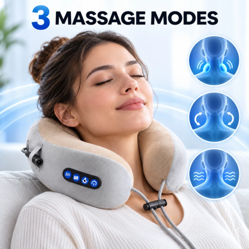 U-shaped neck massage pillow three massage modes