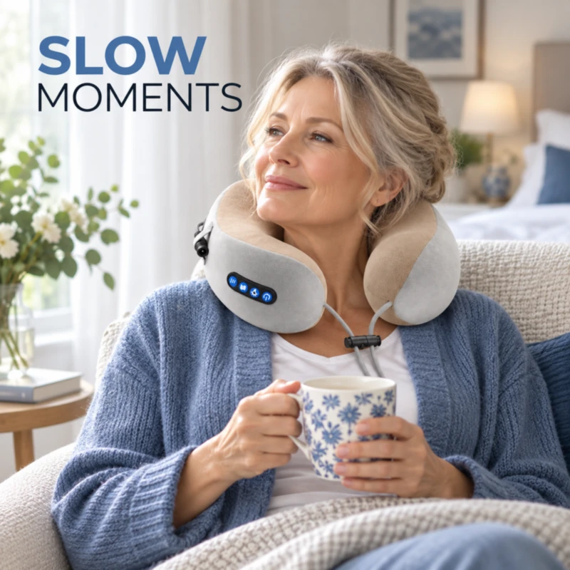 U-shaped neck massage pillow made for slow moments