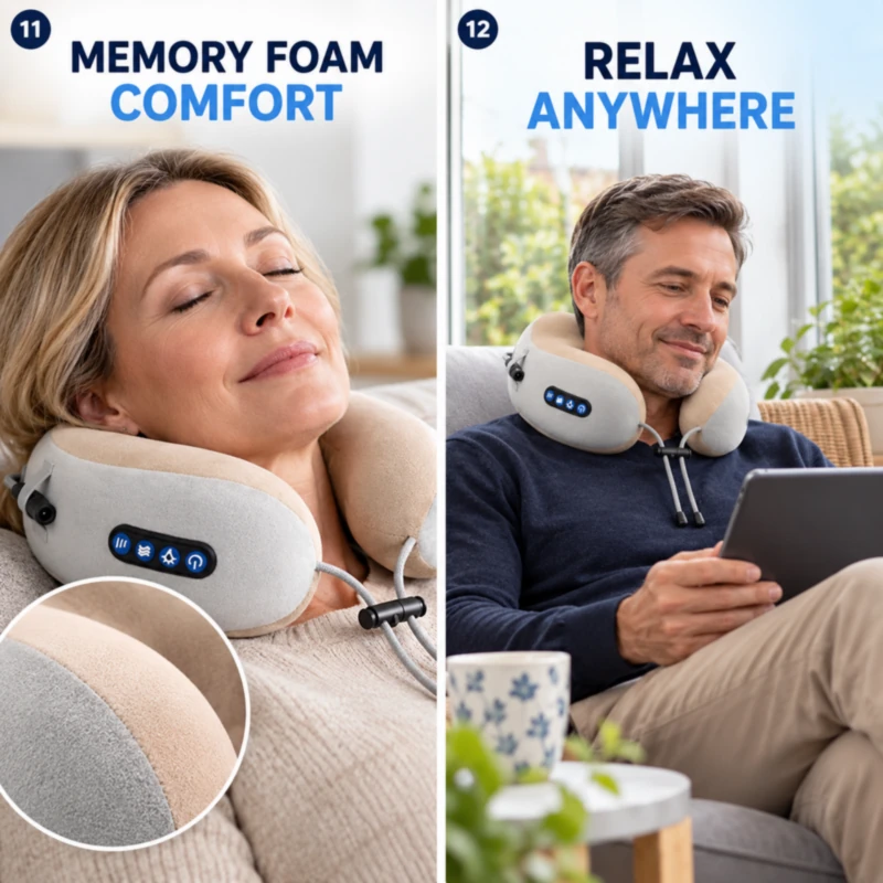 Slow-rebound memory foam in the U-shaped neck massage pillow